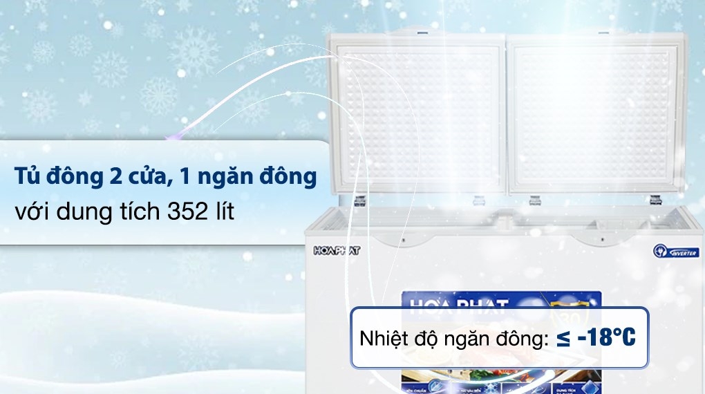 Tủ đông Hòa Phát Inverter 1 ngăn 1 chế độ đông HPF AD8352 400 lít