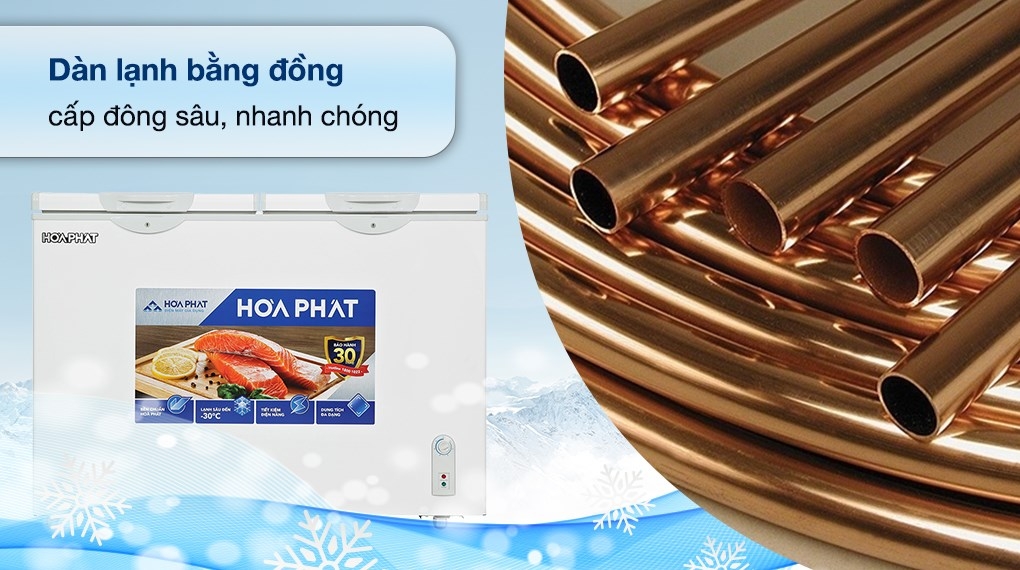 Tủ đông Hòa Phát cánh kính 2 ngăn 2 cánh HPF BD6245.T1 400 lít