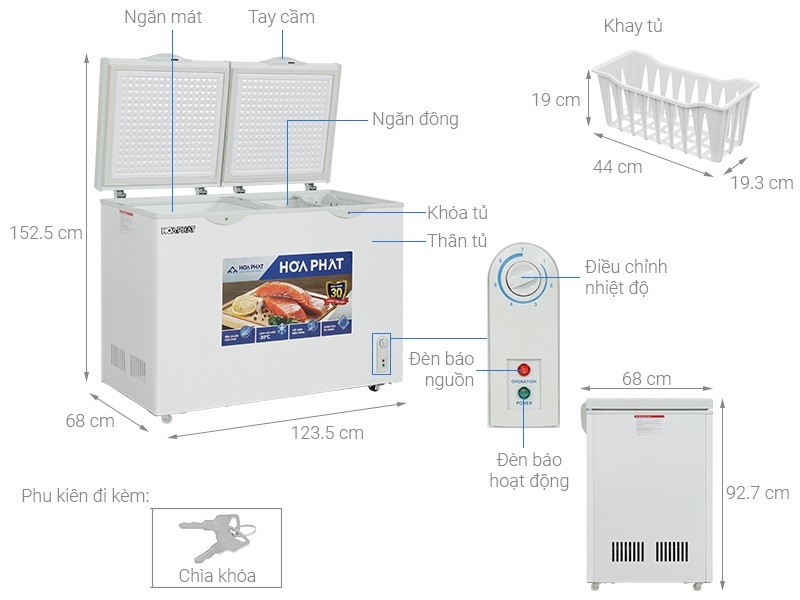 Tủ đông Hòa Phát 2 ngăn 2 cánh HPF BN6271 656 lít