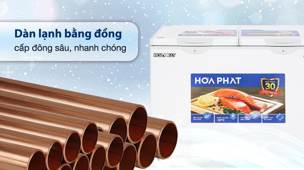 Tủ đông Hòa Phát Inverter 2 ngăn 2 cánh HCFI 656S2Đ2 656 lít dàn đồng