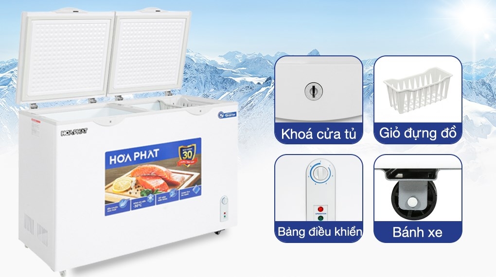 Tủ đông Hòa Phát Inverter 2 ngăn 2 cánh HCFI 656S2Đ2 656 lít dàn đồng
