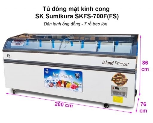 Tủ đông mặt kính cong Sumikura SKFS-700F(FS) 680 lít