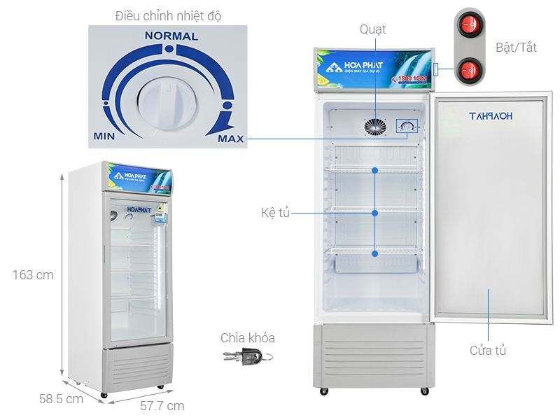 Tủ mát khóa an toàn bảo vệ hàng hóa và thực phẩm