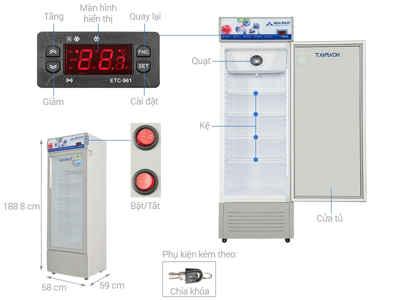 Tủ mát Hoà Phát 242 lít HSR D6242