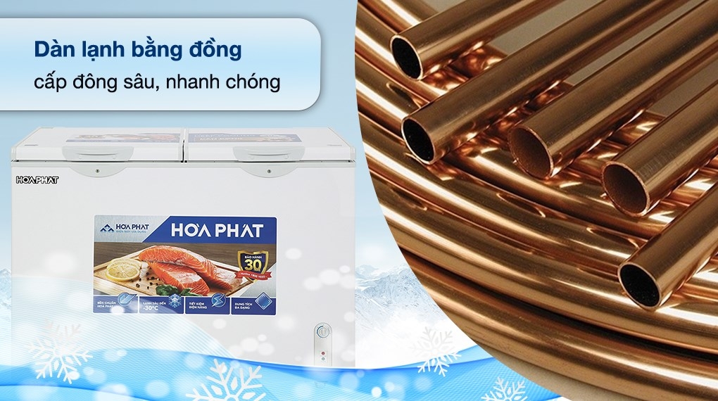 Tủ đông Hòa Phát 2 ngăn 2 cánh HPF BD6271 650L Dàn đồng.