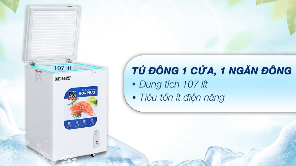 Tủ đông mini gia đình Hòa Phát 1 ngăn 1 cánh HCF 106S1N 110 lít
