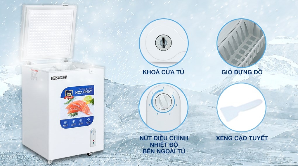 Tủ đông mini gia đình Hòa Phát 1 ngăn 1 cánh HCF 106S1N 110 lít