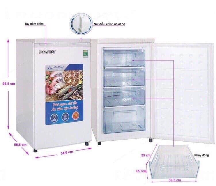 Tủ đông Hòa Phát đứng 106L 4 tầng 1 chế độ đông