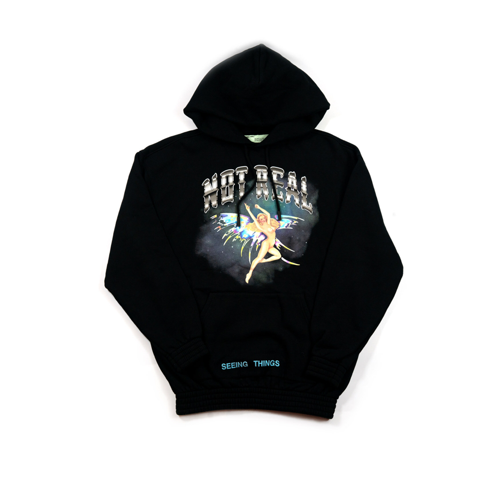 AUTHENTIC 100% OFF WHITE NOT REAL NAKED ANGEL HOODIE BLACK - SHIBUYA TOWN