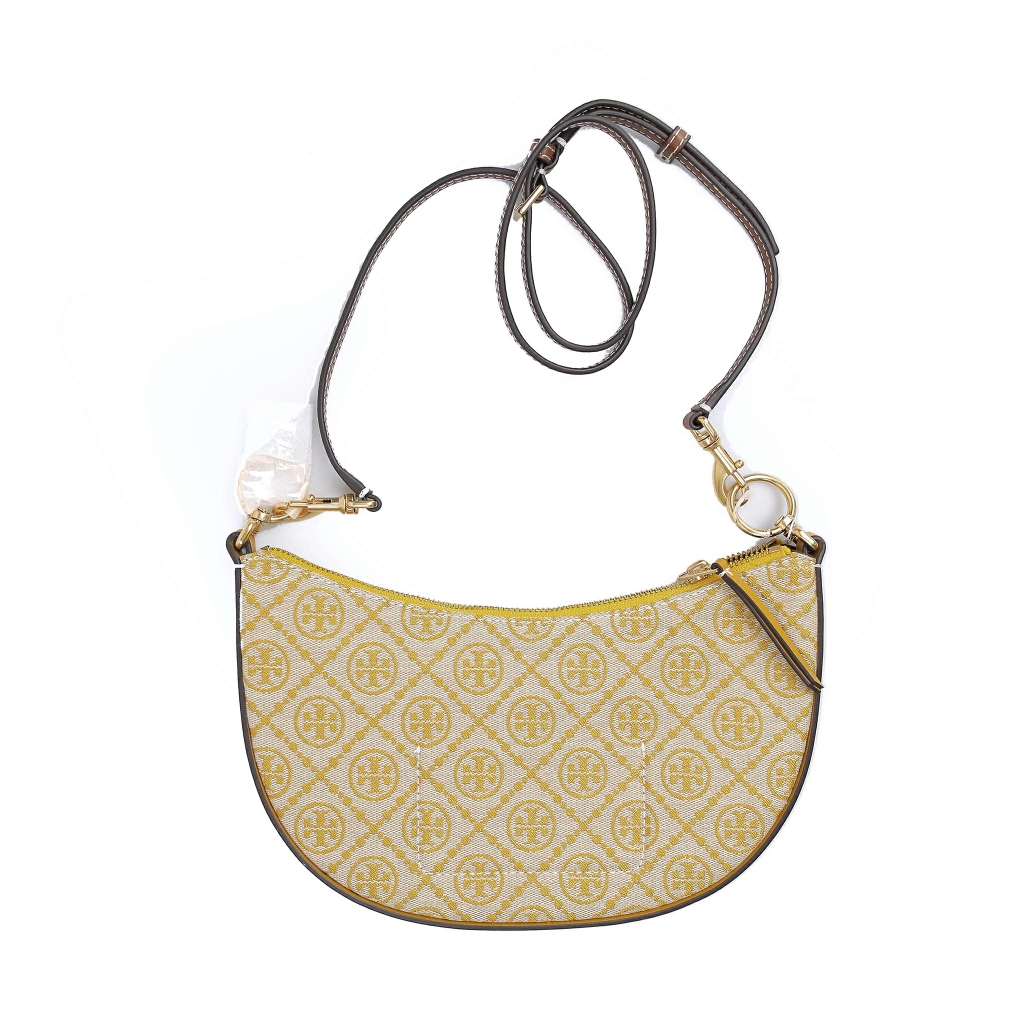 Túi xách Tory Burch vải canvas haft moon satchel monogram màu vàng | Én  shop hàng hiệu