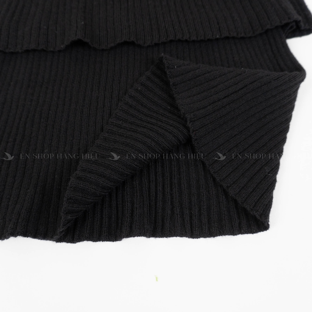 Chân váy len Moschino đen xếp tầng size 4 KW5257100