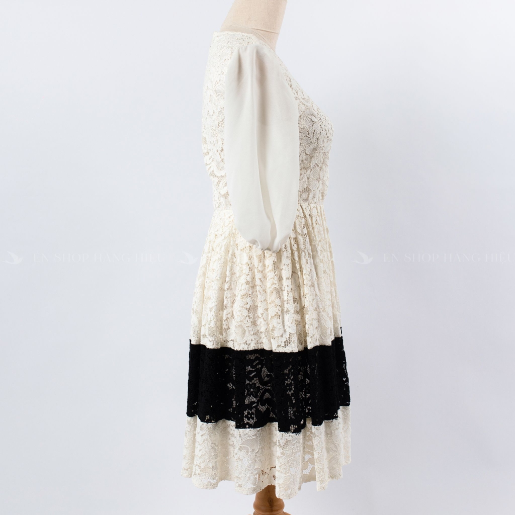 Váy ren dài tay Max & Co đen trắng - size 0 us