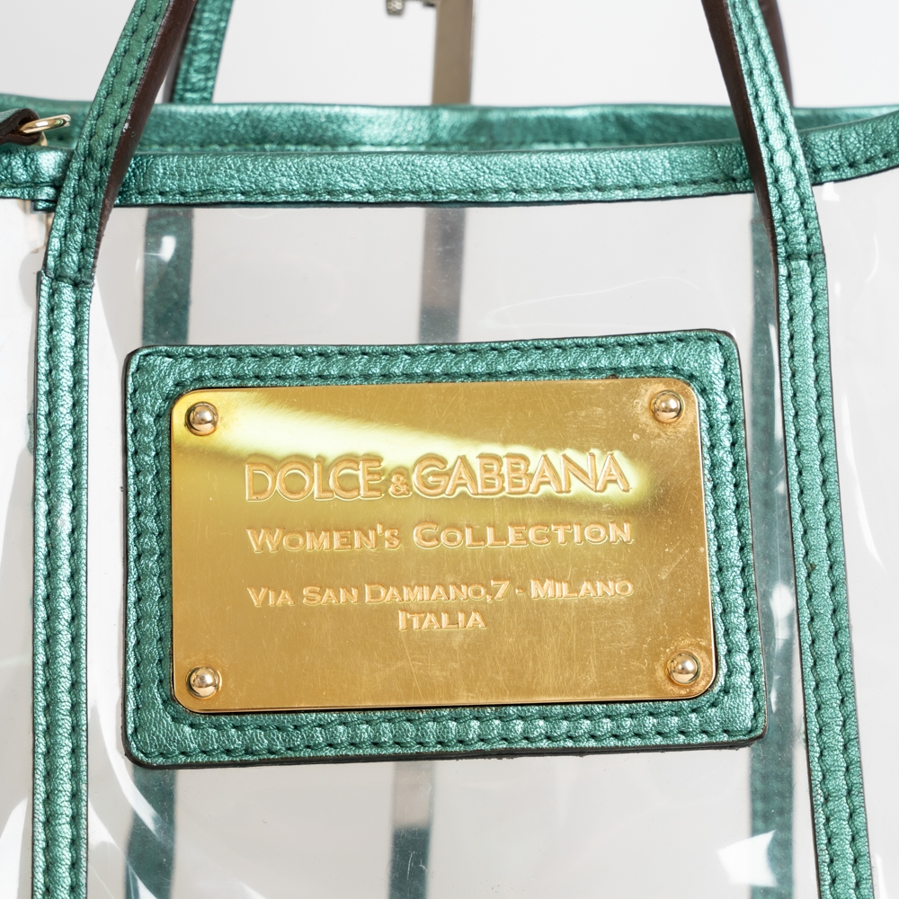 Túi Dolce & Gabbana Leather Trimmed PVC Tote màu xanh