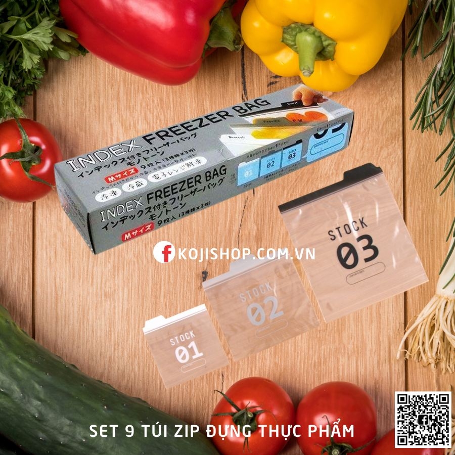 Set 9 túi nylon zip đựng thực phẩm đựng thực phẩm