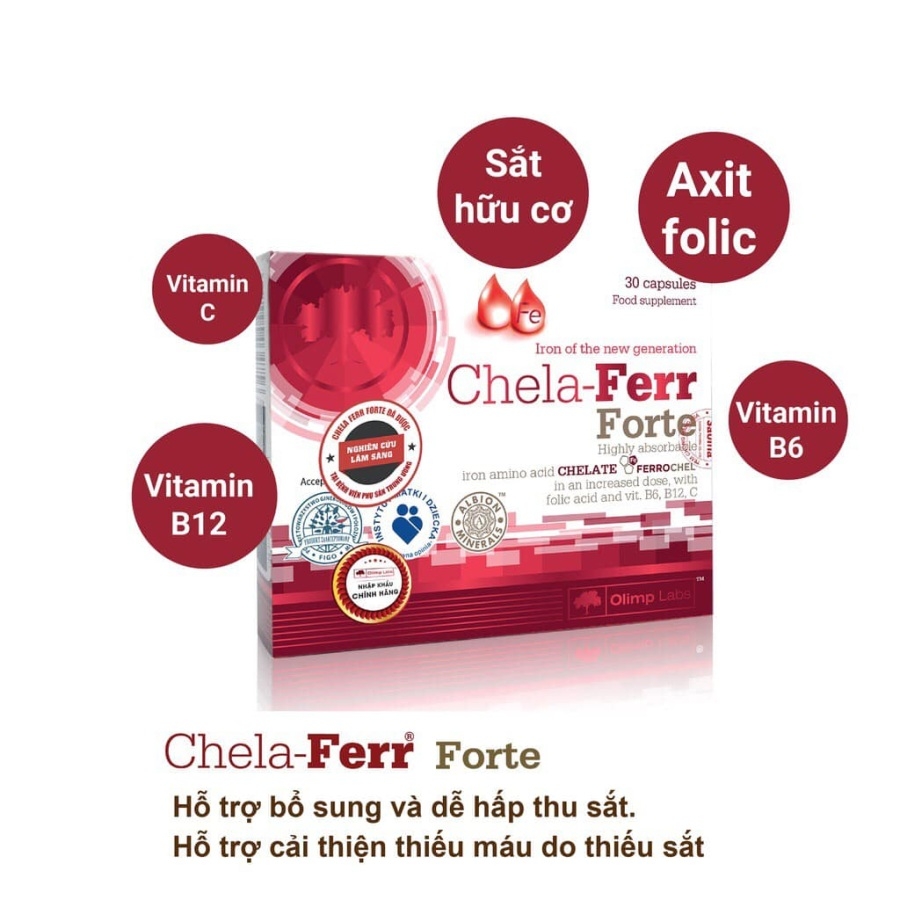 Viên uống bổ sung sắt CHELA – FERR FORTE