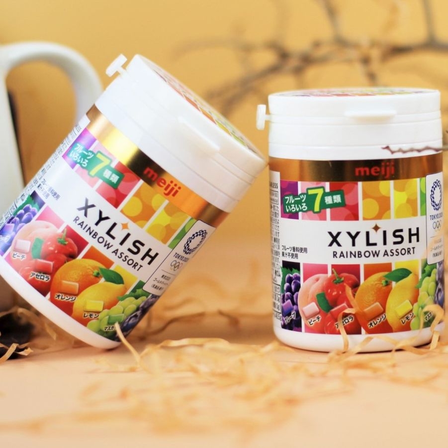 Kẹo cao su cầu vồng Meiji Xylish hương vị trái cây 117g