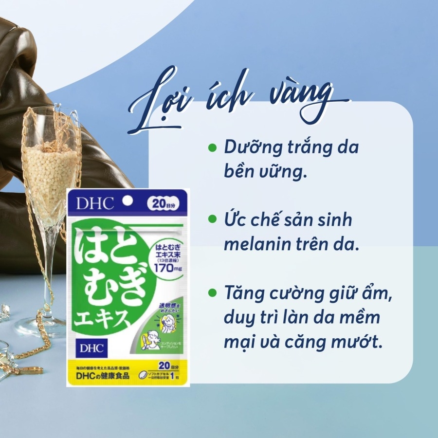 Viên uống trắng da Hatomugi DHC 20 viên