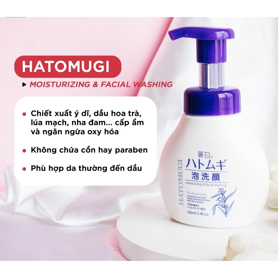 Sữa rửa mặt dưỡng ẩm Kumano Hatomugi tạo bọt 160ml