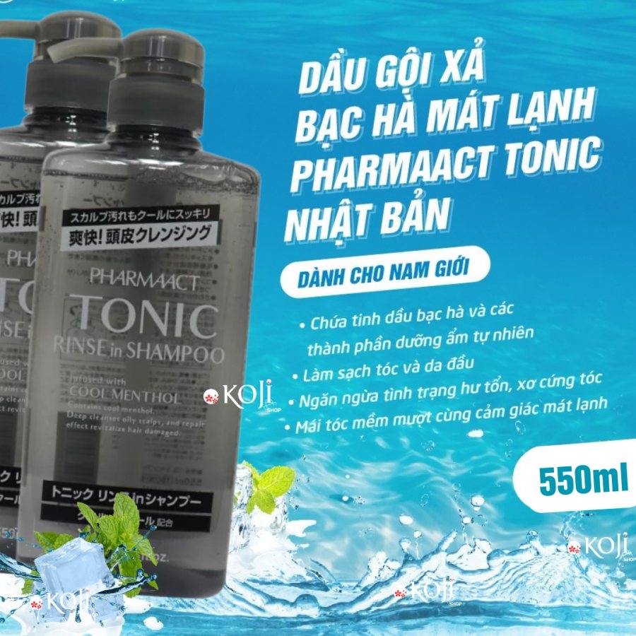 Dầu gội xả trị gàu cho nam Tonic Pharmaact 550ml (mẫu mới)
