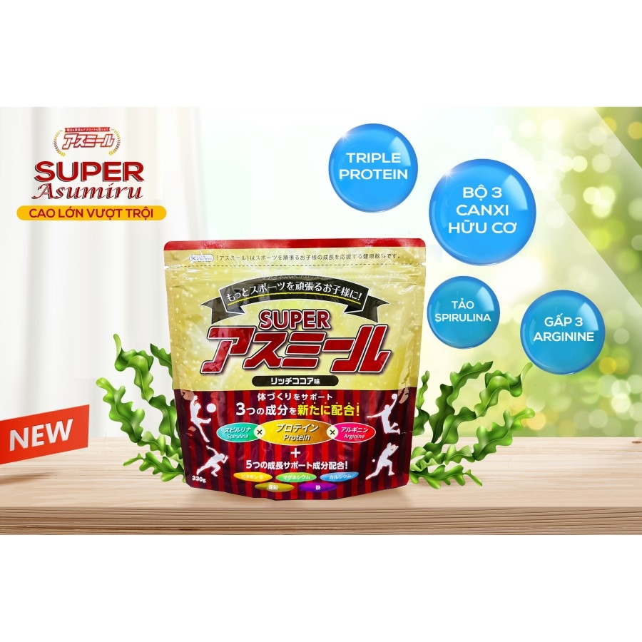 Sữa phát triển chiều cao Super Asumiru 11 -18 tuổi 330gr (vị cacao)