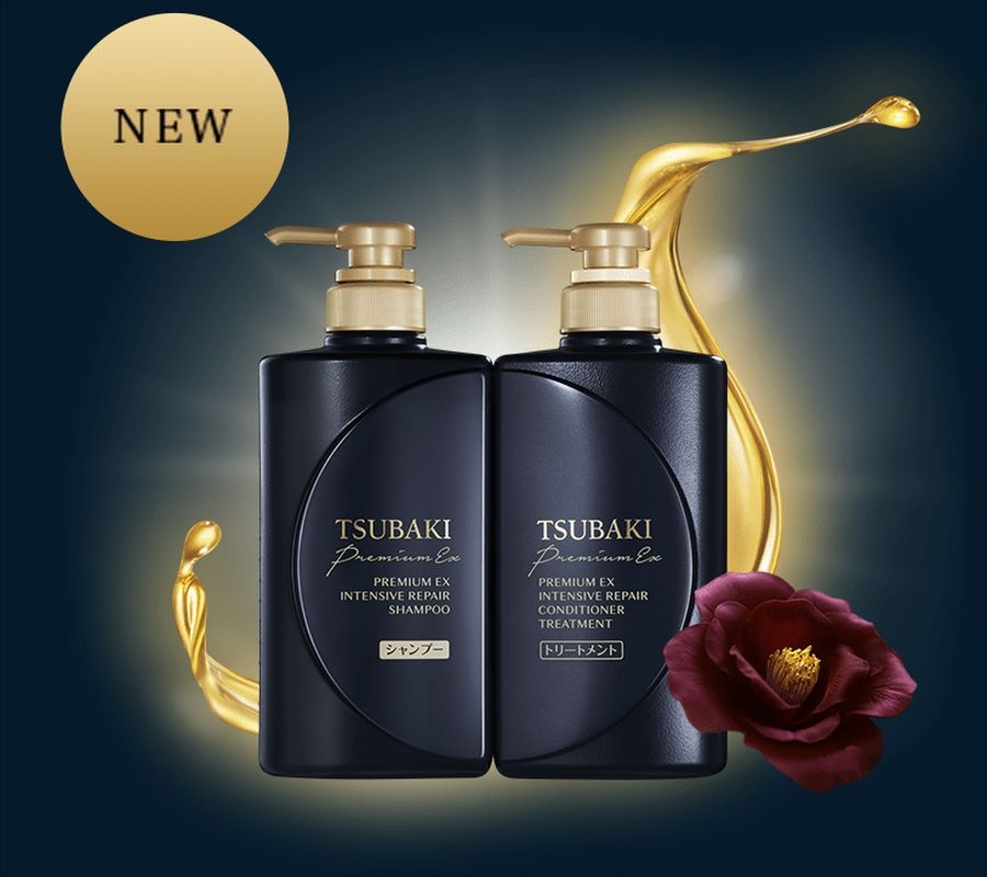 Cặp gội - xả Tsubaki Premium EX Repair siêu phục hồi 490ml (màu đen)