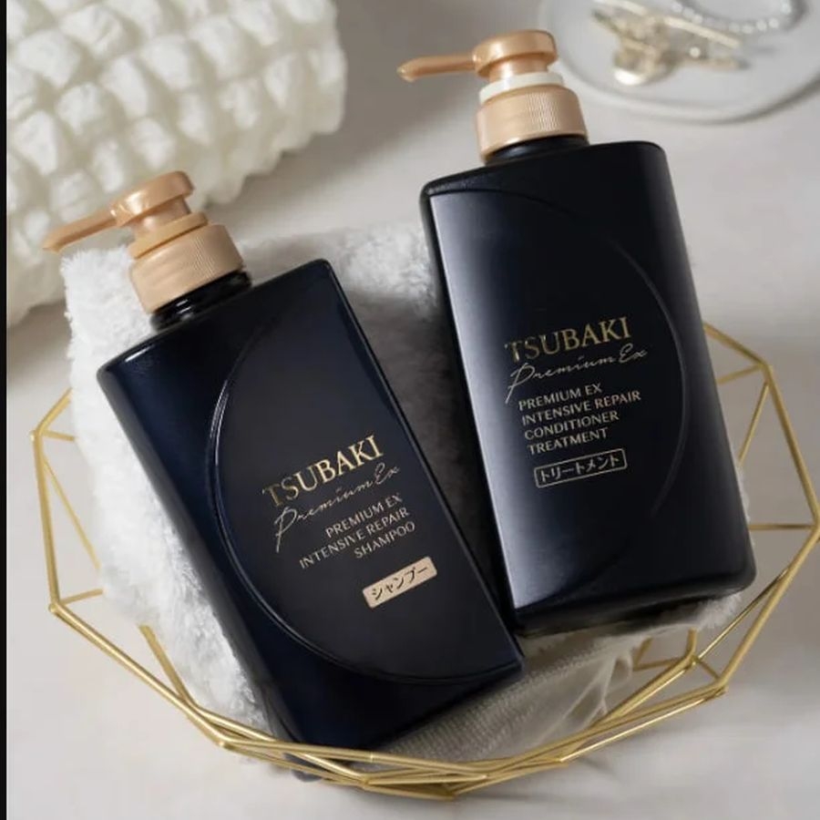 Cặp gội - xả Tsubaki Premium EX Repair siêu phục hồi 490ml (màu đen)