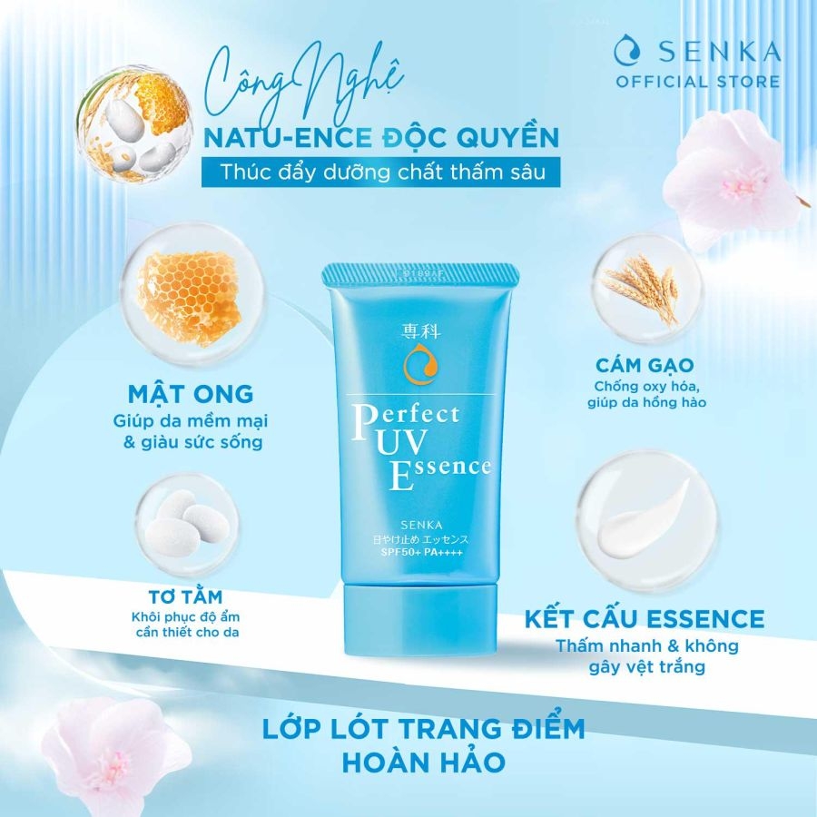 Tinh chất chống nắng nâng tông da Senka Perfect uv Essence SPF 50+ PA++++ 50g