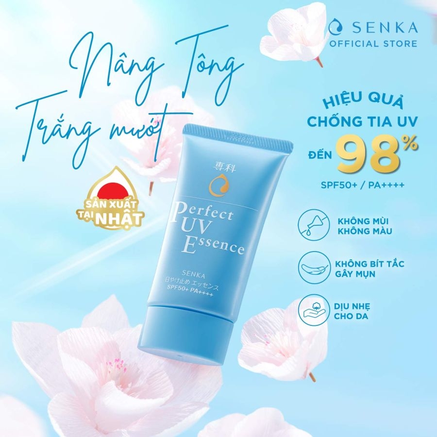 Tinh chất chống nắng nâng tông da Senka Perfect uv Essence SPF 50+ PA++++ 50g