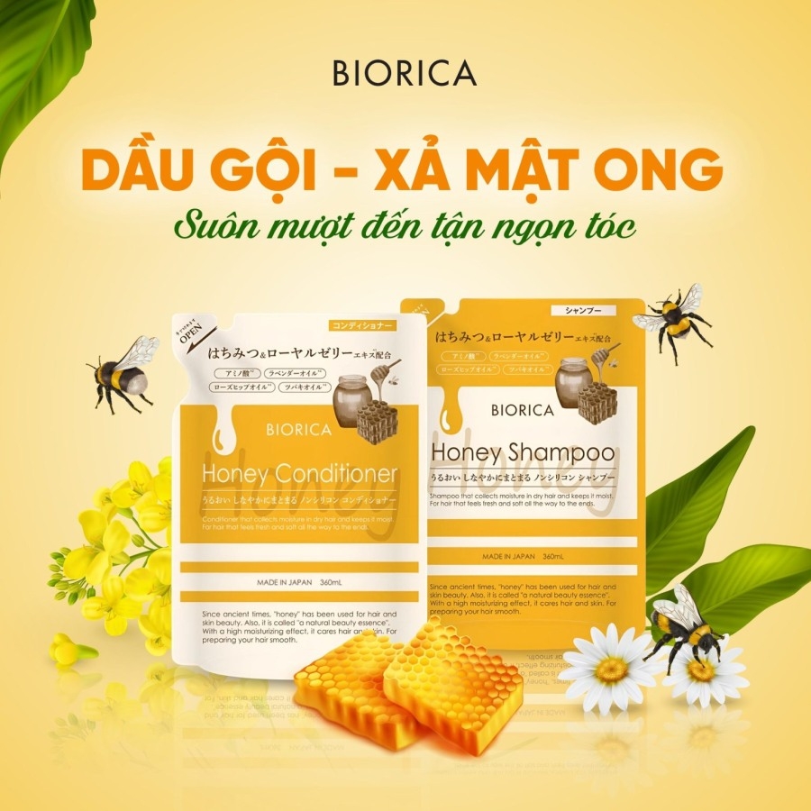 Bộ Dầu gội & Dầu xả Biorica Botanical Honey túi 360ml x 2