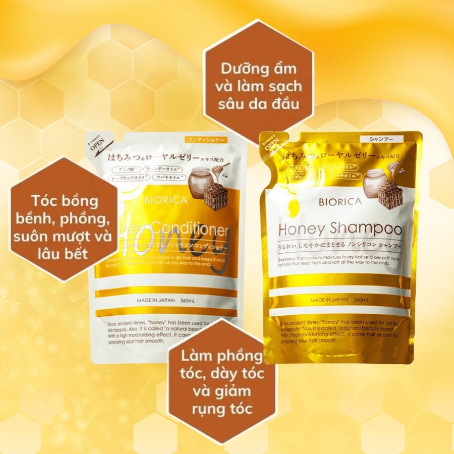 Bộ Dầu gội & Dầu xả Biorica Botanical Honey túi 360ml x 2