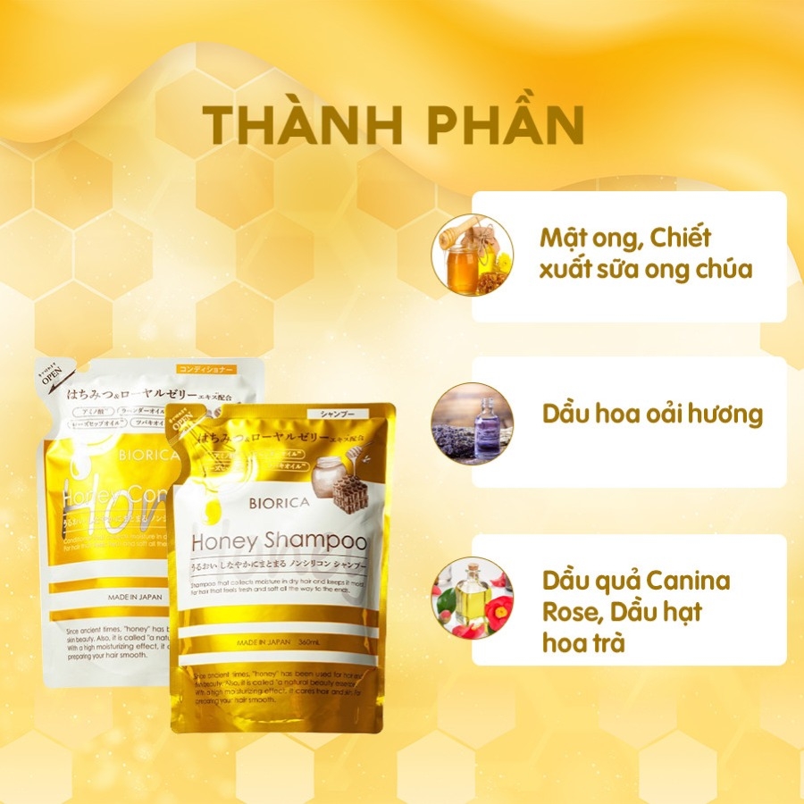 Bộ Dầu gội & Dầu xả Biorica Botanical Honey túi 360ml x 2