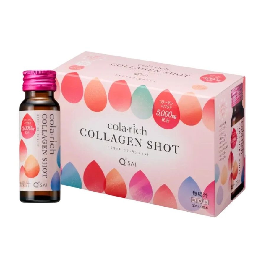 Nước Uống Collagen Cola Rich Shot Q'SAI Nhật Bản hộp 10 chai 50ml