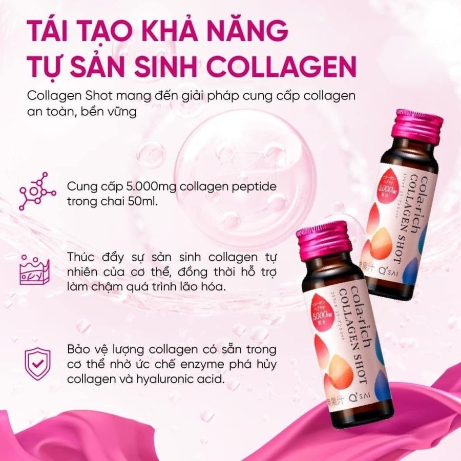 Nước Uống Collagen Cola Rich Shot Q'SAI Nhật Bản hộp 10 chai 50ml