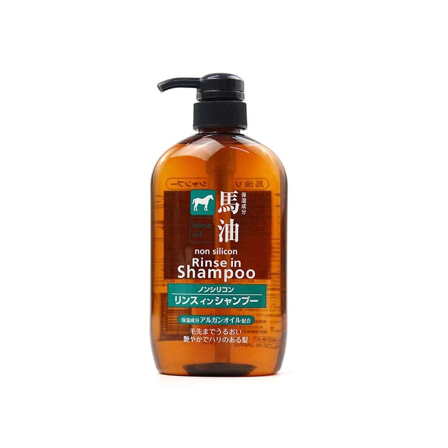 Dầu gội xả 2 trong 1 mỡ ngựa Kumano Horse Oil non silicon chai 600ml