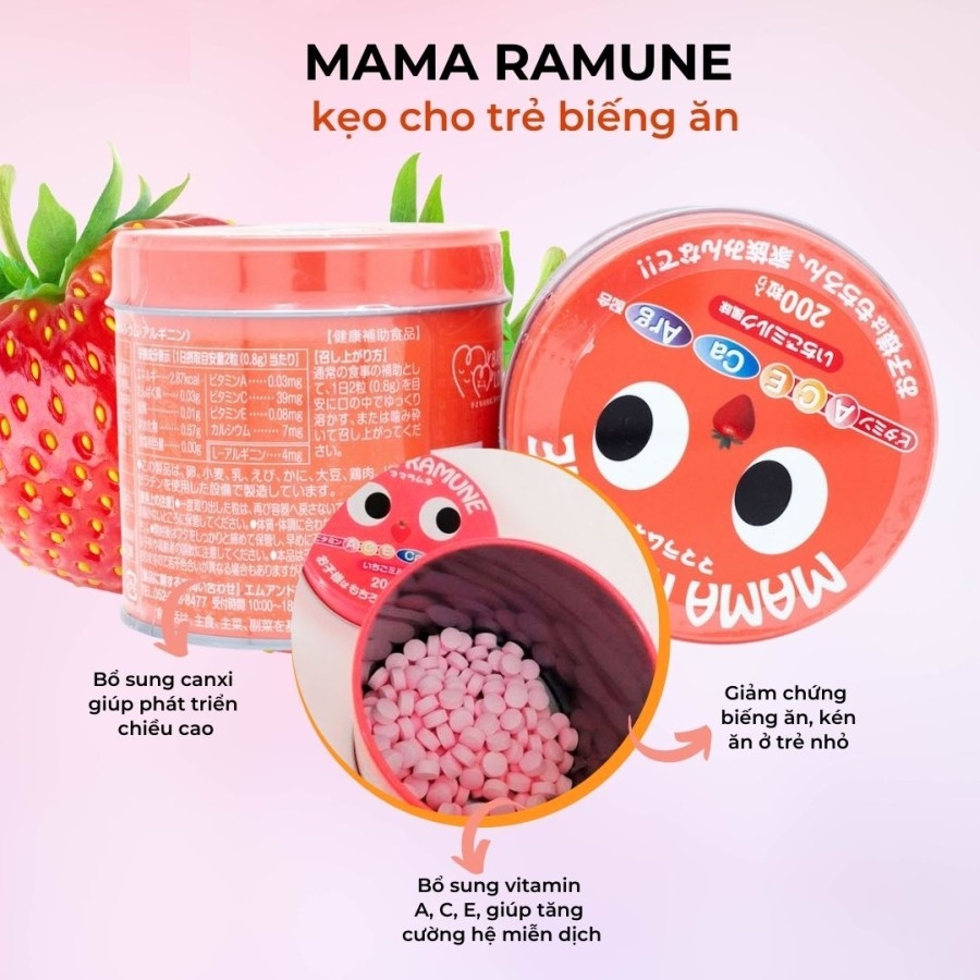 SALE - Kẹo biếng ăn cho bé Mama Ramune 200 viên (Date T12/2025)