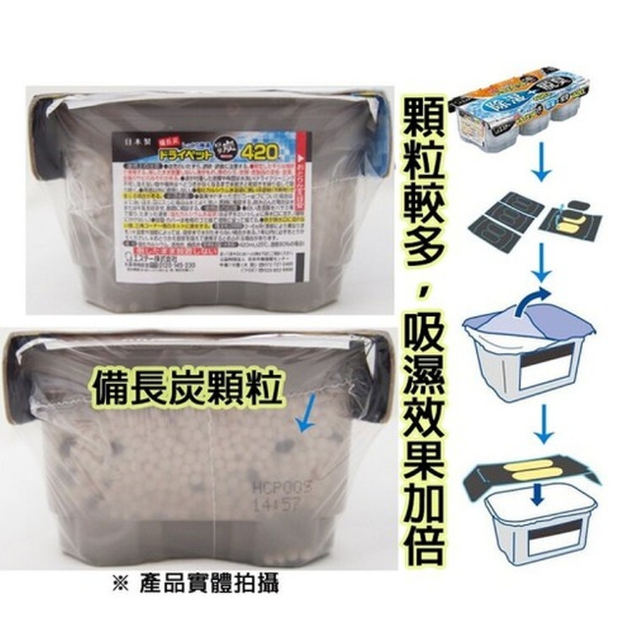 Set 3 hộp hút ẩm than hoạt tính 420ml Nhật Bản