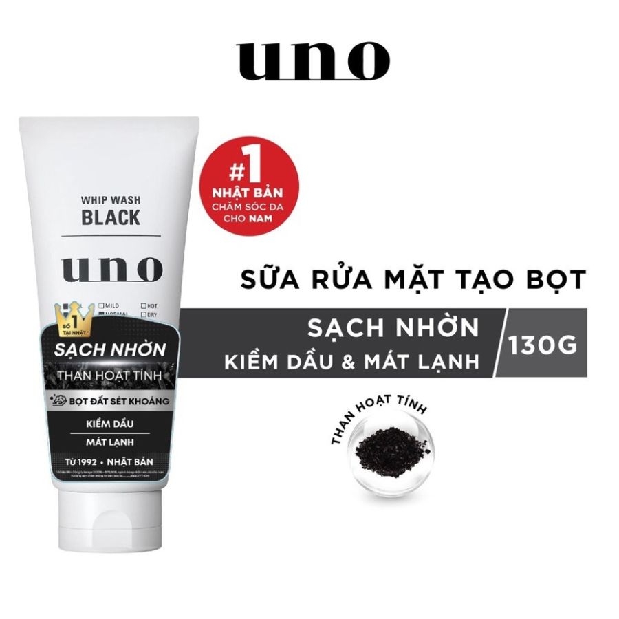 Sữa rửa mặt tạo bọt sạch nhờn UNO Whip Wash Black 130g