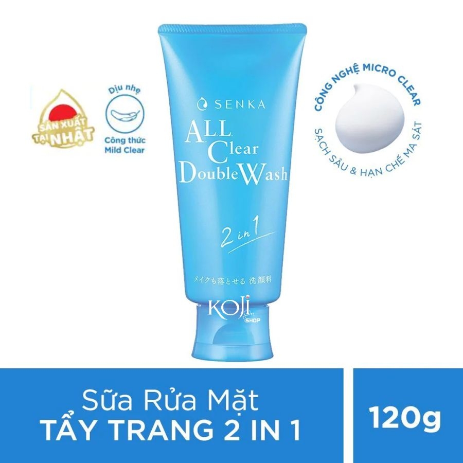 Sữa rửa mặt tẩy trang Shiseido Senka All Clear Double Wash 2in1 tuýp 120g