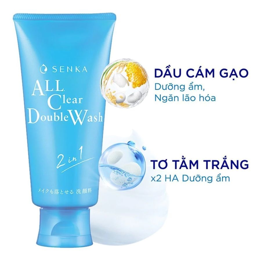 Sữa rửa mặt tẩy trang Shiseido Senka All Clear Double Wash 2in1 tuýp 120g