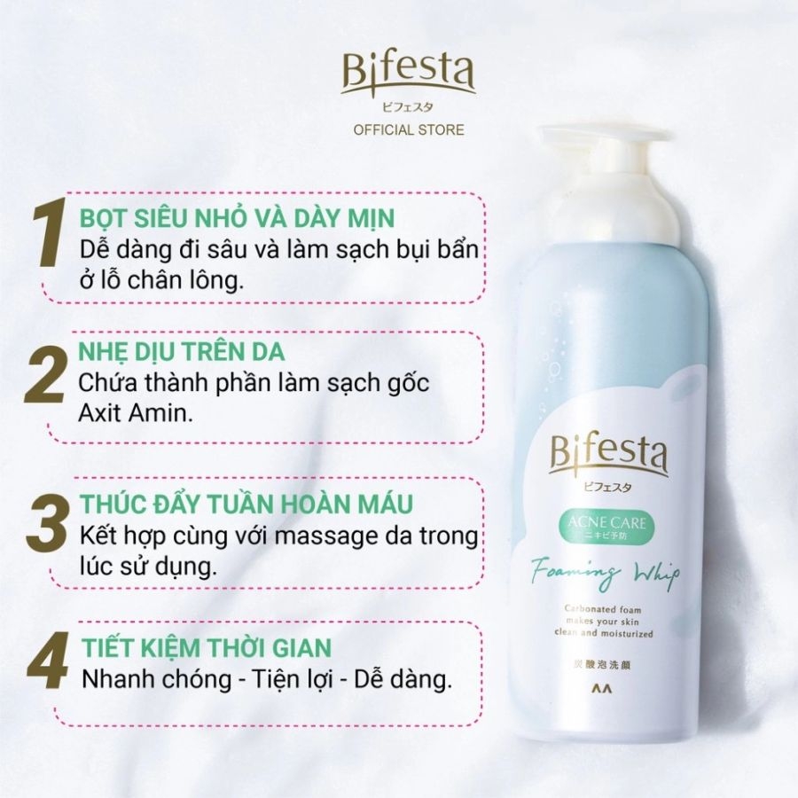 Sữa rửa mặt tạo bọt Bifesta Foaming Whip 180gr