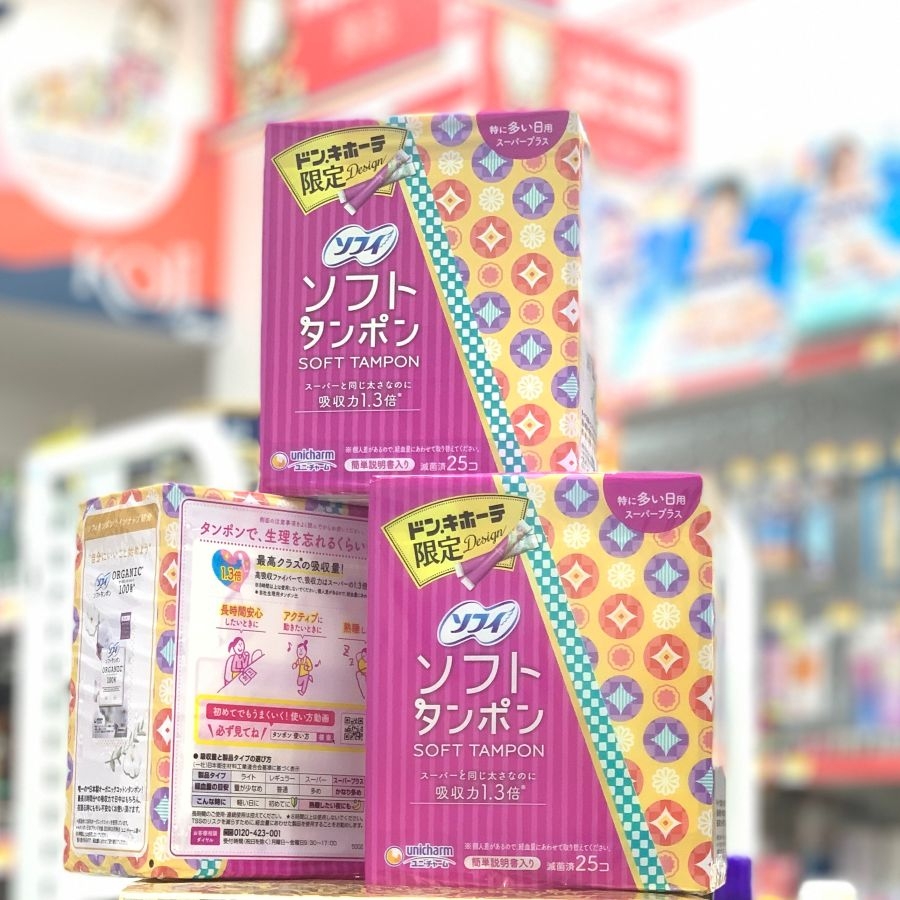 Tampon Unicharm Charm Soft hộp 25 chiếc (ngày siêu nhiều hoặc ban đêm)