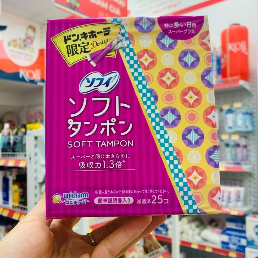 Tampon Unicharm Charm Soft hộp 25 chiếc (ngày siêu nhiều hoặc ban đêm)