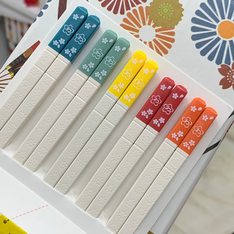 Đũa kháng khuẩn Shikisai Nhật Bản set 5 - chim hạc