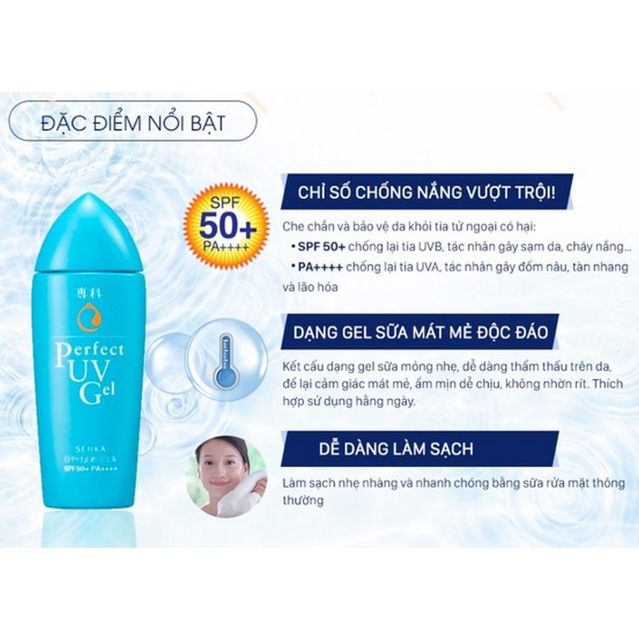 Gel sữa chống nắng Senka Perfect UV Gel SPF 50+ PA++++ 80ml