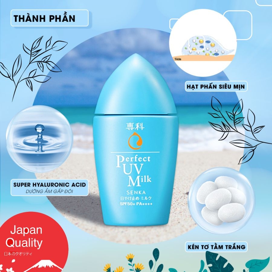 Sữa chống nắng Senka Perfect uv milk dưỡng ẩm da SPF 50+ PA++++ 40ml