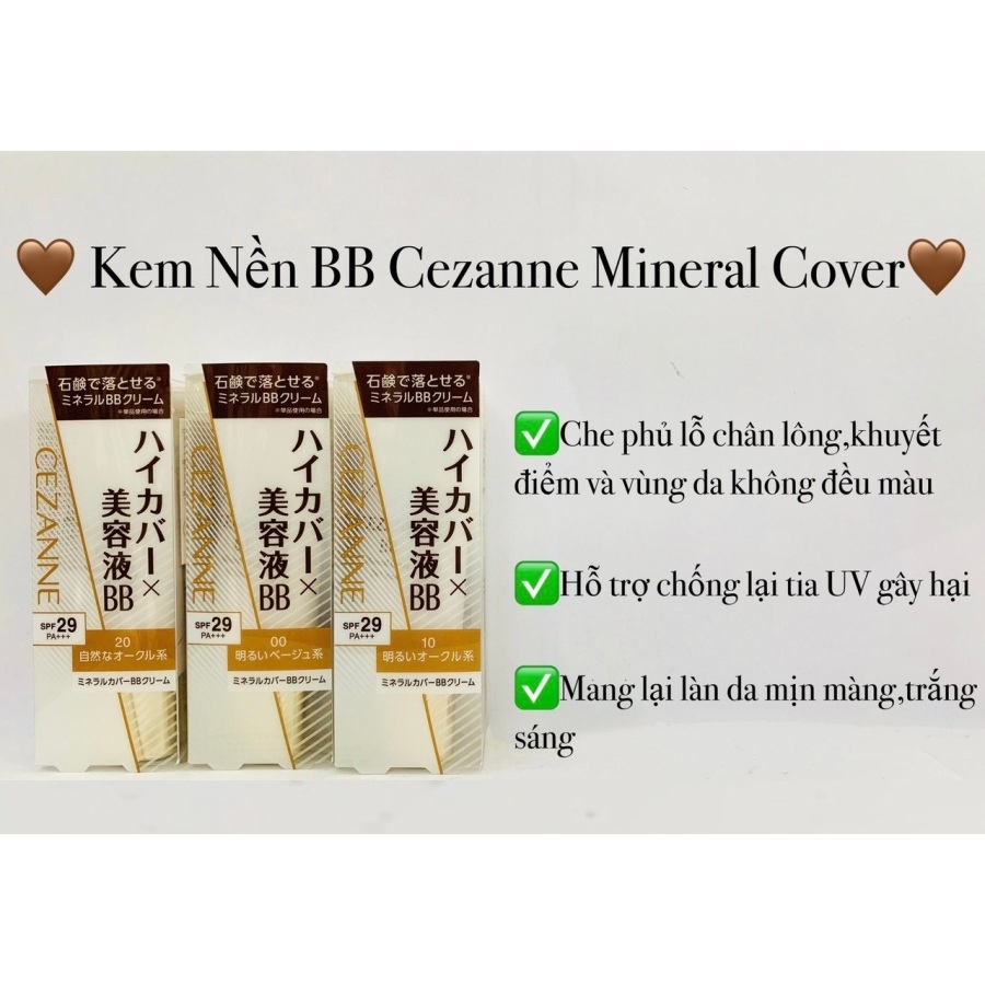 Kem nền BB Cezanne Mineral Cover SPF 29 PA++++ tuýp 30g