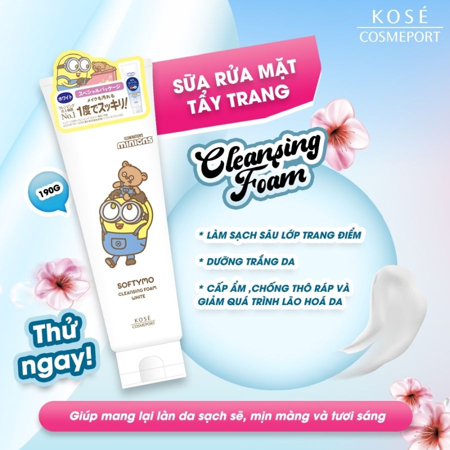 Sữa rửa mặt Kose Softymo 190gr phiên bản giới hạn Minion
