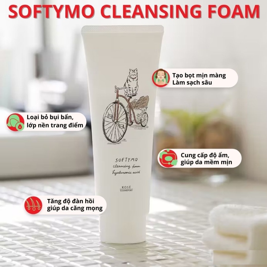 Sữa rửa mặt Kose Softymo 220g - phiên bản Mèo