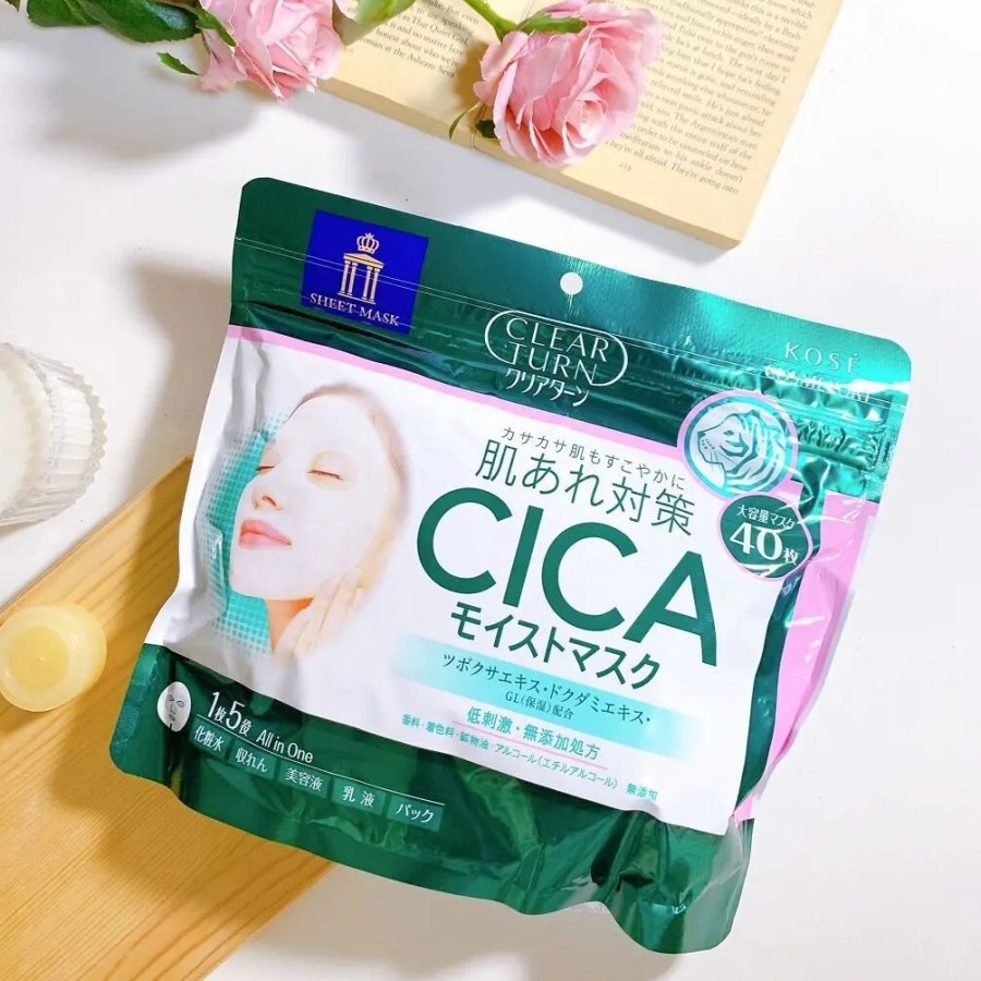 Mặt nạ Kose Cica Clear Turn dưỡng ẩm, làm dịu da 40 miếng