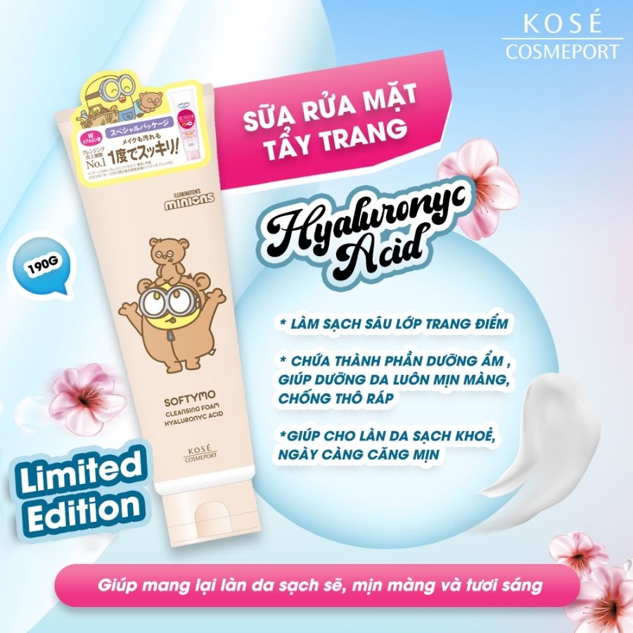 Sữa rửa mặt Kose Softymo 190gr phiên bản giới hạn Minion